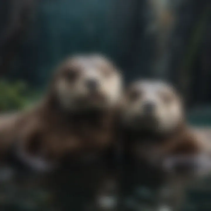 Playful Sea Otters in Boston Aquarium