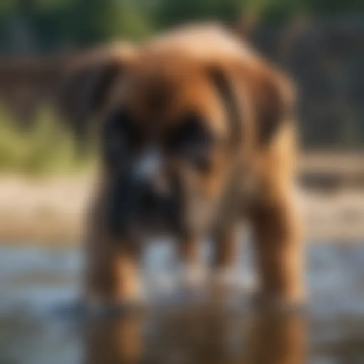 Boxer puppy drinking clean water