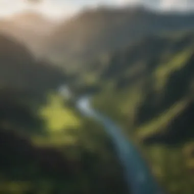 Breathtaking aerial view of lush green landscapes in Kauai