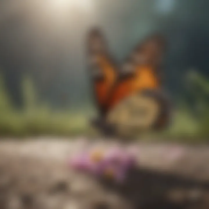 Butterfly Landing on Delicate Flower Petals