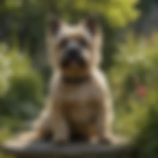 Majestic Cairn Terrier in a serene garden setting