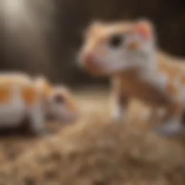 Leopard gecko enjoying calcium-rich meal