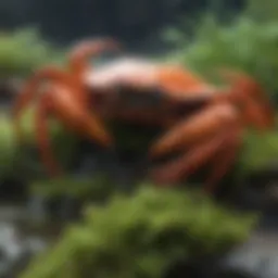 Crab Habitat Amidst Vibrant Seaweed