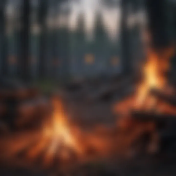 Campfire with Smoldering Embers at Dusk