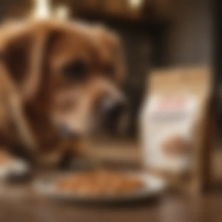 Dog owner reading ingredient label for dog treats