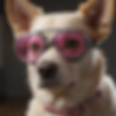 Dog wearing protective goggles