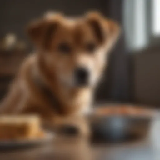 Dog with healthy food bowl