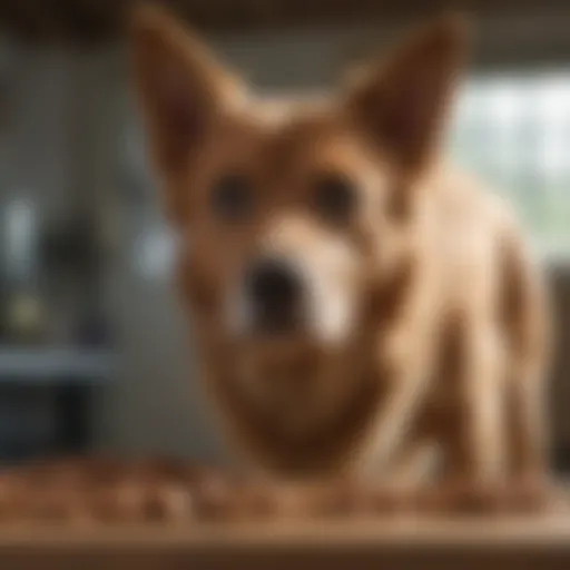 Canine with kidney disease receiving low protein dog treat
