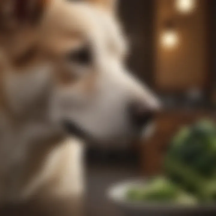 Canine nutrition with broccoli concept