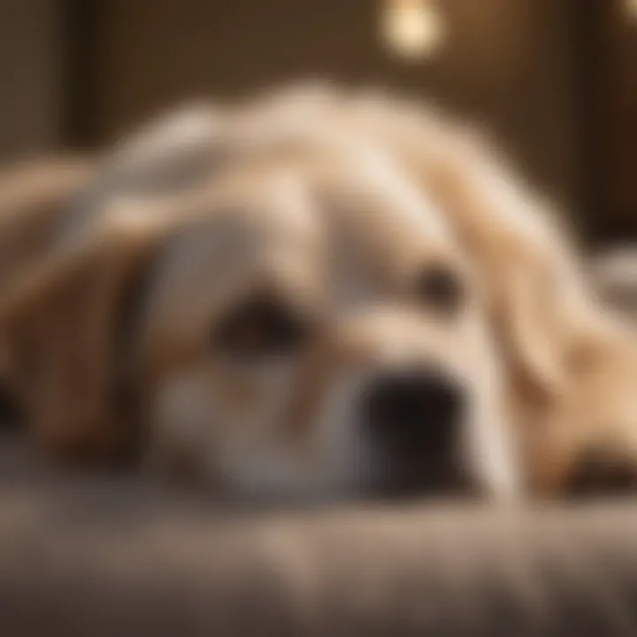 An older dog resting on a soft cushion, reflecting age-related changes