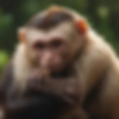 Capuchin Grooming Ritual Capuchin Monkey receiving grooming from a companion