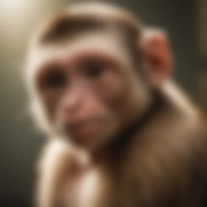 Capuchin monkey grooming itself