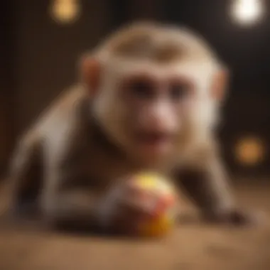 Capuchin Monkey engaging in playful behavior with enrichment toys