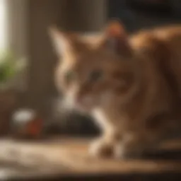 Cat playing in a flea-free environment