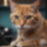 Cat receiving ultrasound examination