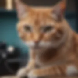 Cat receiving ultrasound examination