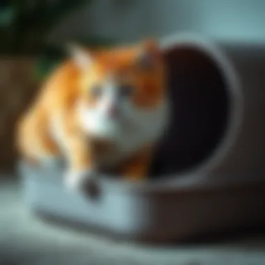 Cat using silicone litter box