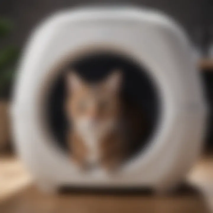 Close-up of the interior of a Catit hooded litter box, showcasing its spaciousness and comfort