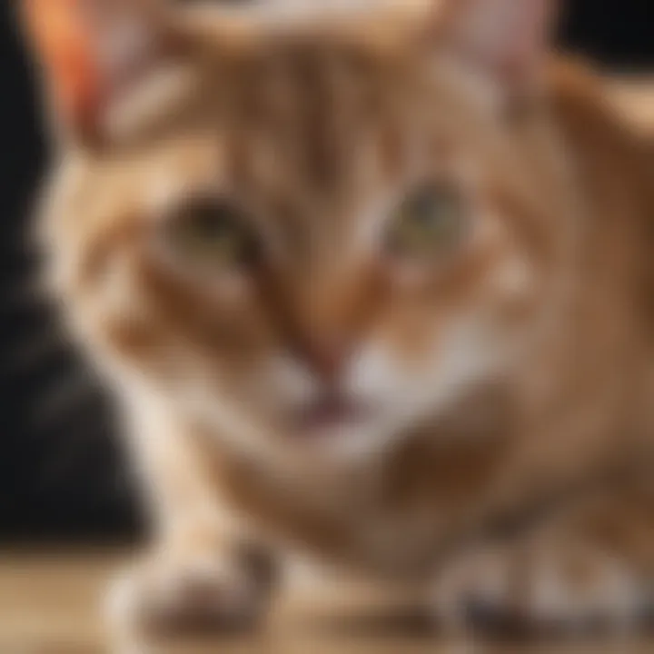 A close-up of a cat receiving a chewable flea treatment