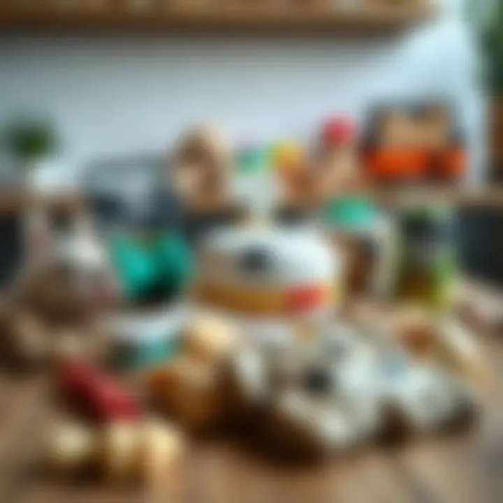 A selection of various chew products arranged on a table