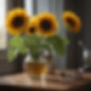 Sophistication and Style with Artificial Sunflowers Chic Interior Decor Featuring Artificial Sunflowers in Vase