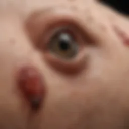 Close-up of chiggers rash on skin