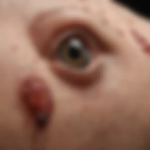 Close-up of chiggers rash on skin
