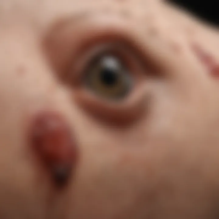 Close-up of chiggers rash on skin