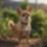 Chihuahua with vibrant greenery background