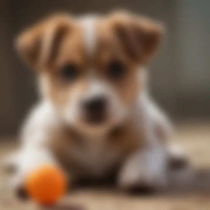 Playful puppy with a durable nylon chew toy