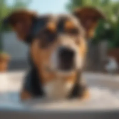 A dog enjoying its bath time, free of pests