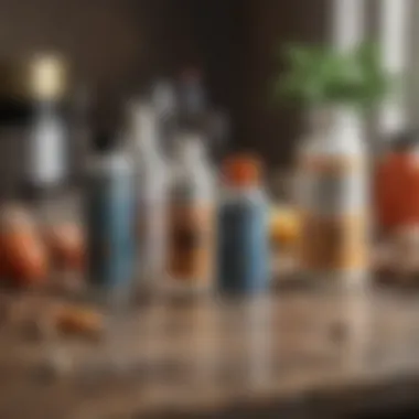 Ingredients used in flea and tick washes displayed on a table