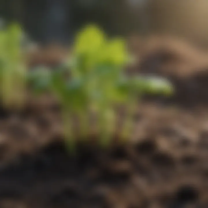 Cilantro Seedlings Sprouting in Soil