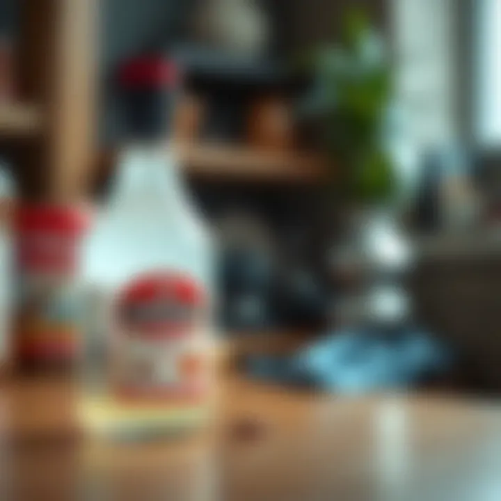 Bottle of vinegar, a potent deterrent against cockroaches.