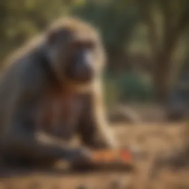 The Gastronomic Safari Close-up of baboon's varied diet in the wild