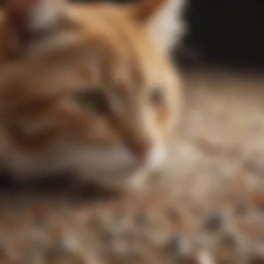 Close-up of clumping cat litter in action