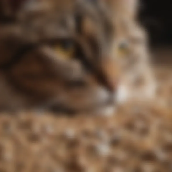 Close-up of dustless clumping cat litter granules