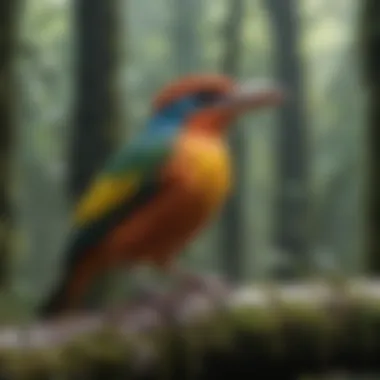 Colorful Avian Species in Rainforest