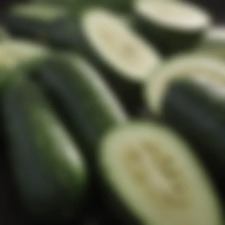 Variety of colorful cucumbers