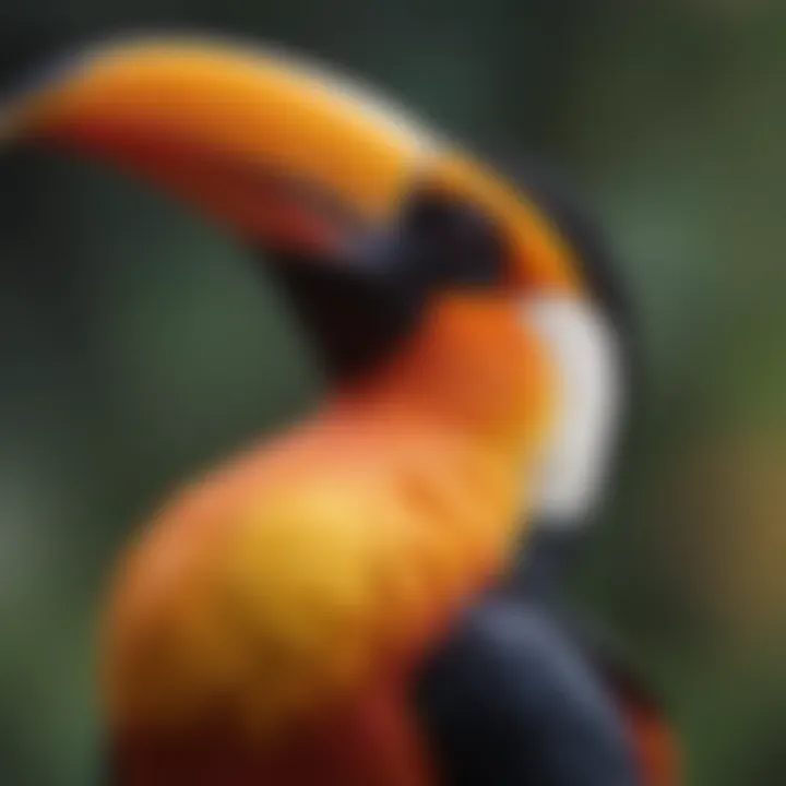 Close-up of colorful toucan beak and feathers