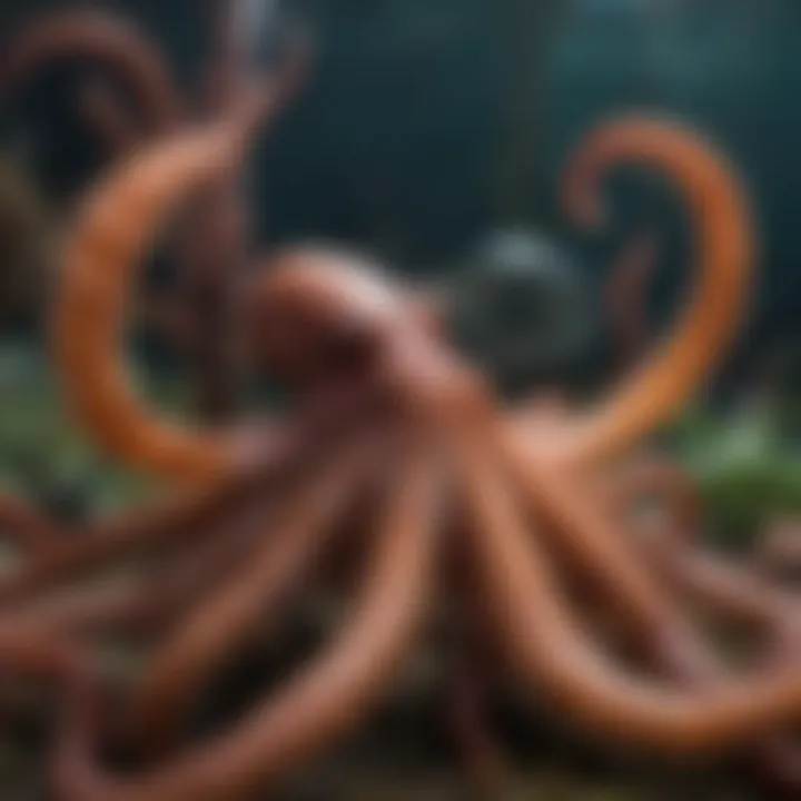 Giant Pacific Octopus Engaging in Complex Foraging Behavior