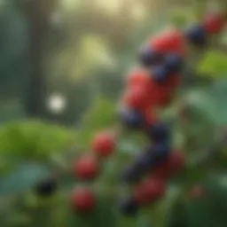 Close-up of vibrant wild berries growing on a bush