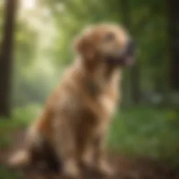 A majestic Golden Retriever showcasing its friendly demeanor in a lush green park.