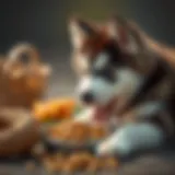 Alaskan Malamute puppy enjoying nutritious dog food