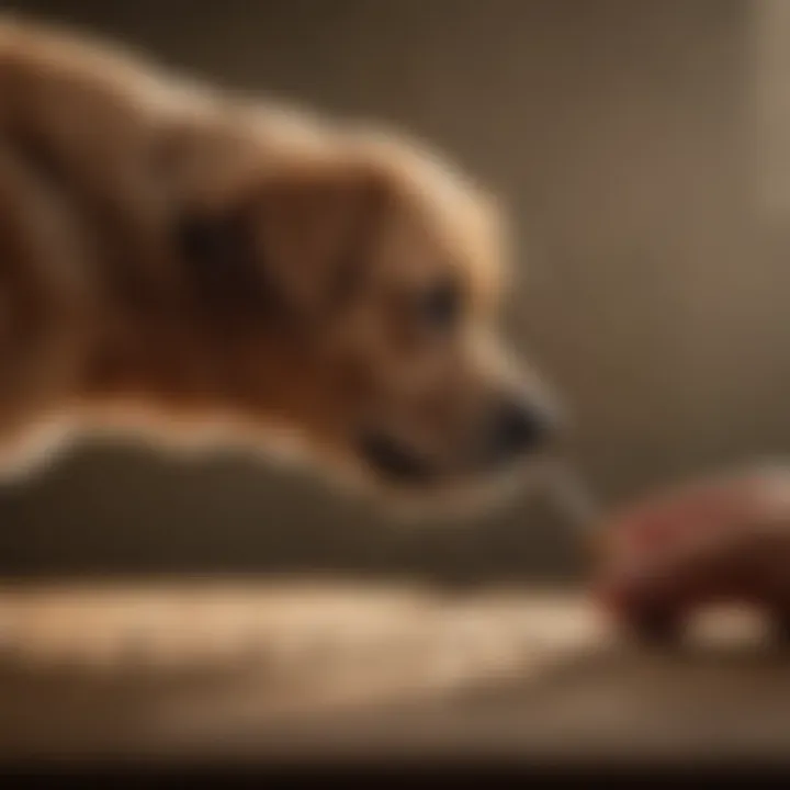 A dog owner using a tick comb to check for ticks on their pet