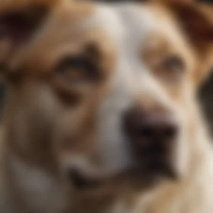 Close-up of tear stains on a dog's face