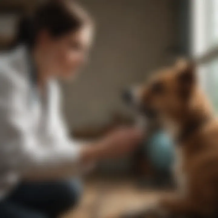 Illustration of a pet owner engaging in heartfelt discussions with a veterinarian