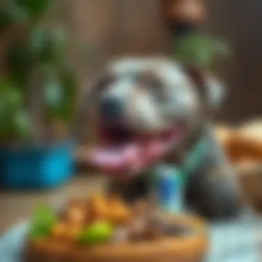 Pitbull enjoying a healthy meal