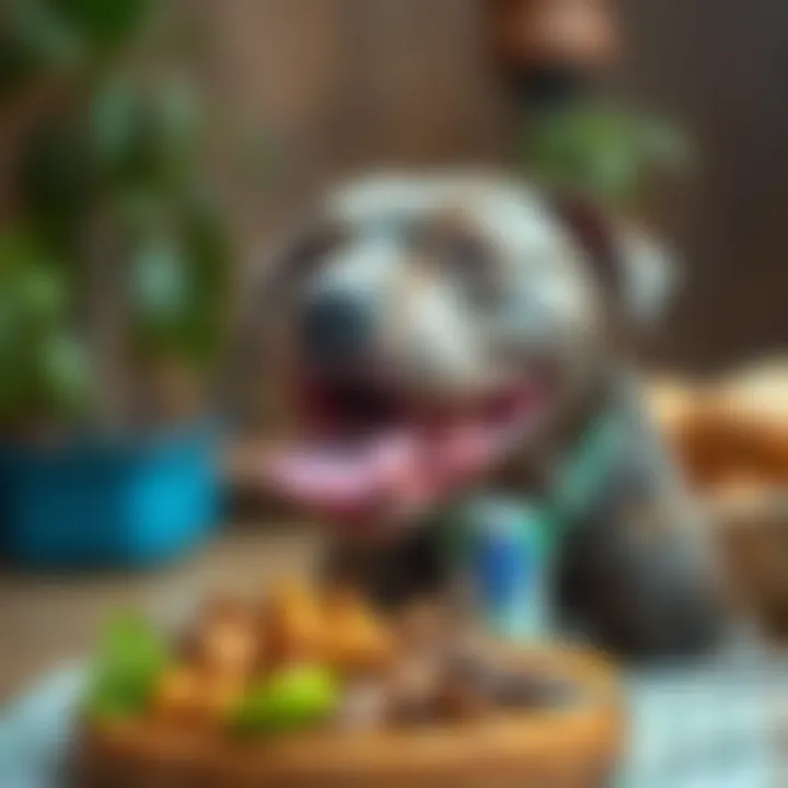 Pitbull enjoying a healthy meal