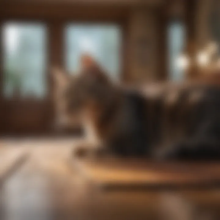Cozy living space shared with a cat